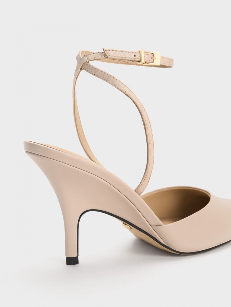 Pumps Charles & Keith Piele Ankle Curea Bej | 127DOFKVS