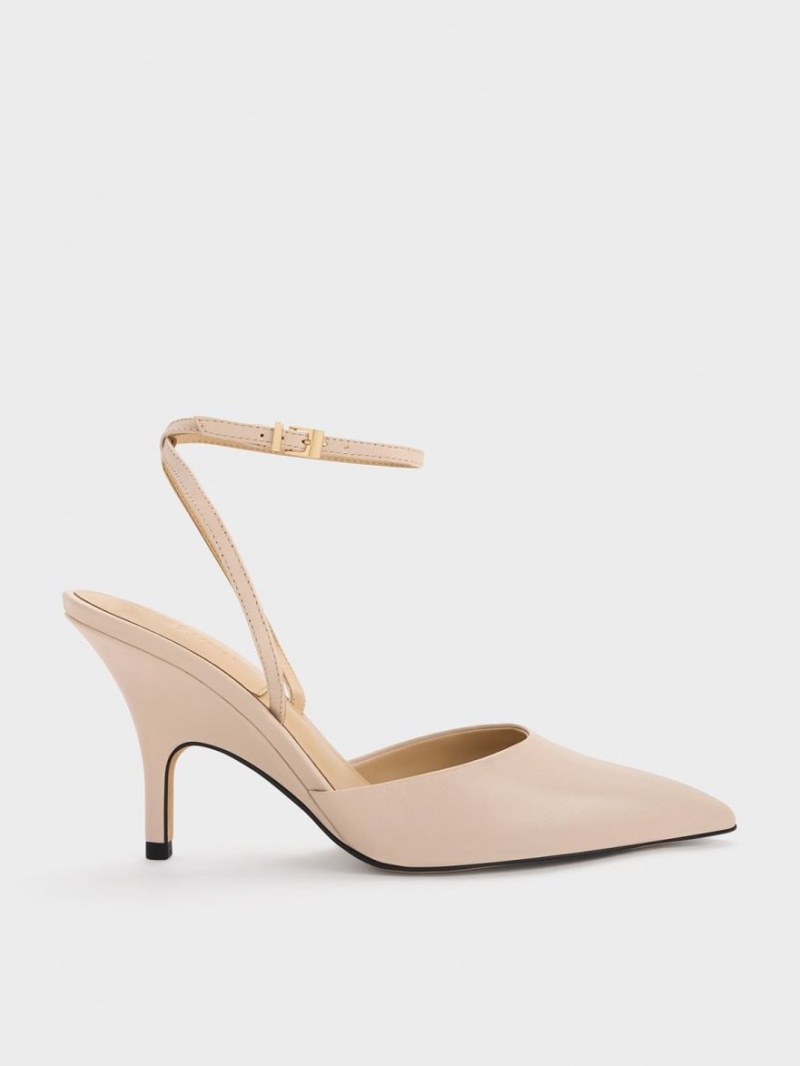 Pumps Charles & Keith Piele Ankle Curea Bej | 127DOFKVS