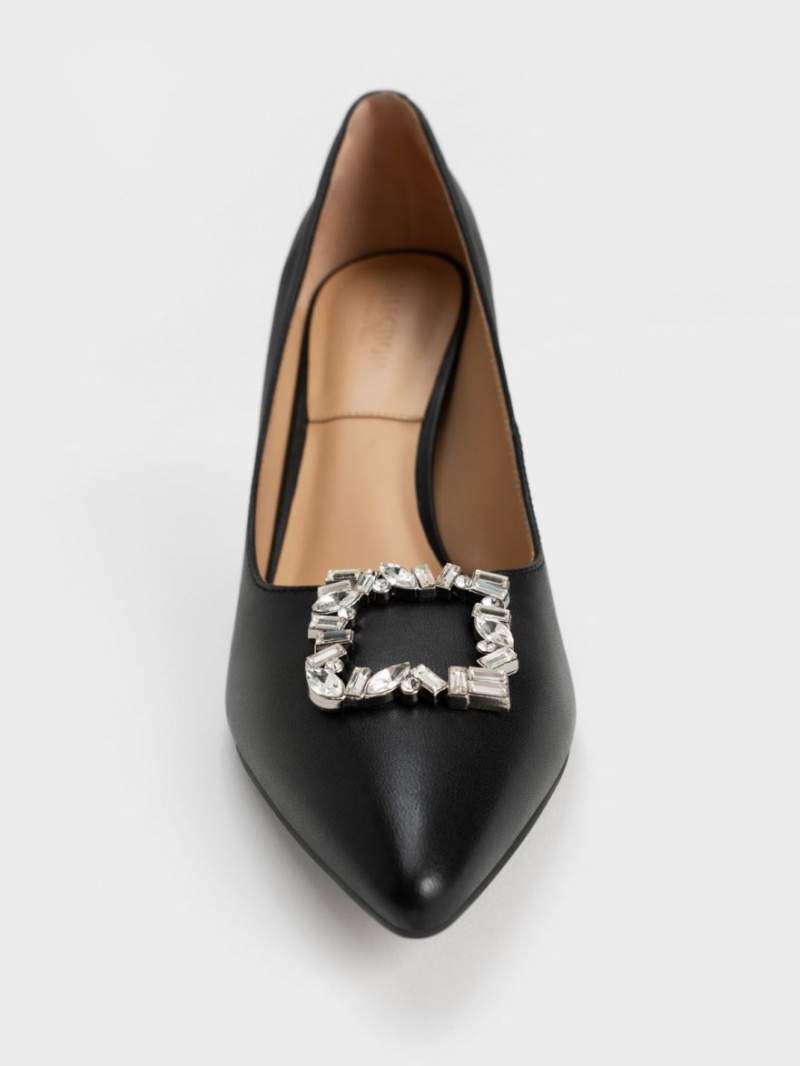 Pumps Charles & Keith Piele Gem-Embellished Negrii | 897SHLCON