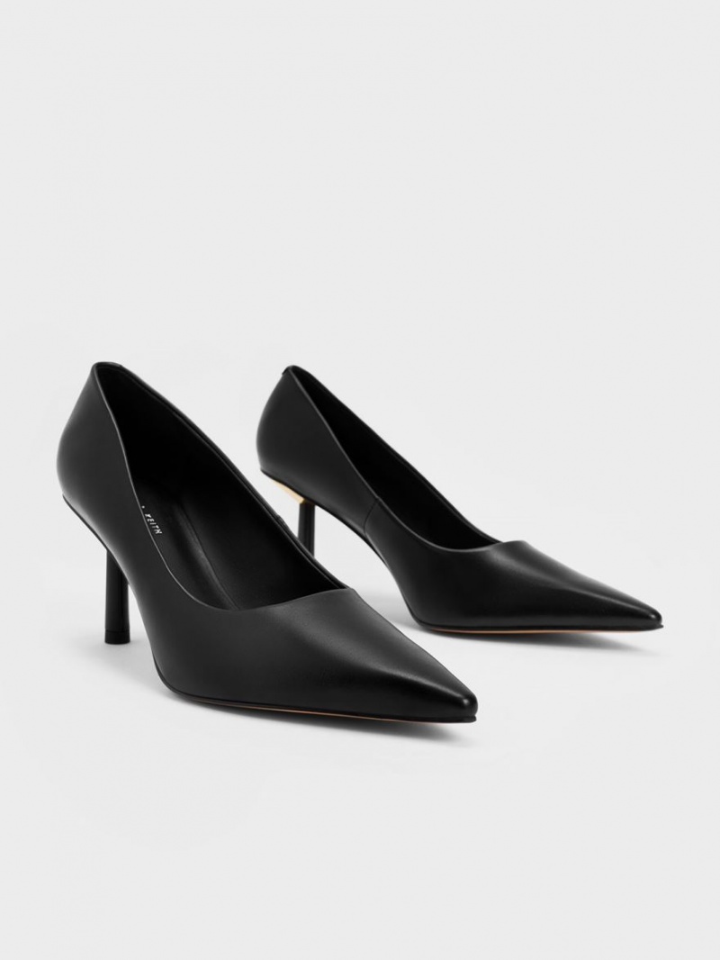 Pumps Charles & Keith Pointed-Bombeu Cylindrical Heel Negrii | 275SORPXB