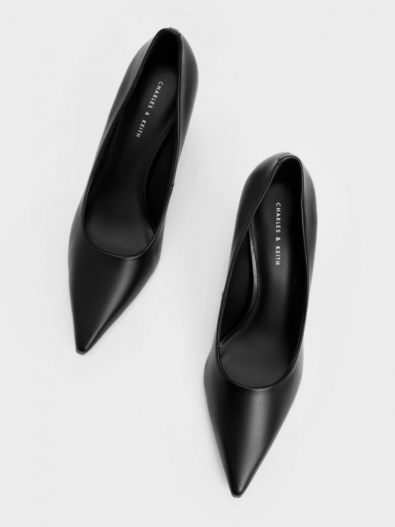 Pumps Charles & Keith Pointed-Bombeu Cylindrical Heel Negrii | 275SORPXB