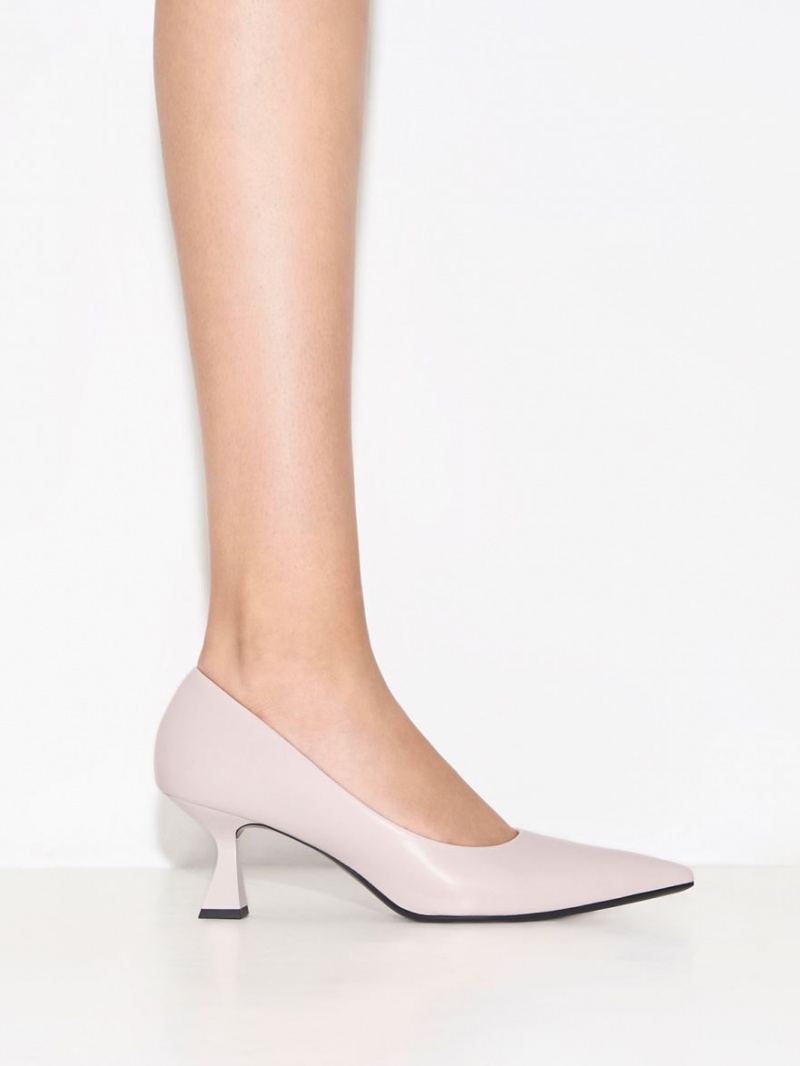 Pumps Charles & Keith Pointed-Bombeu Flare Heel Roz | 768HGQZVK