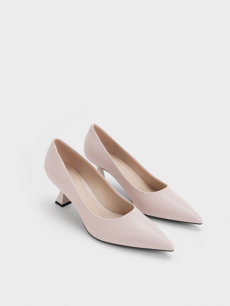 Pumps Charles & Keith Pointed-Bombeu Flare Heel Roz | 768HGQZVK