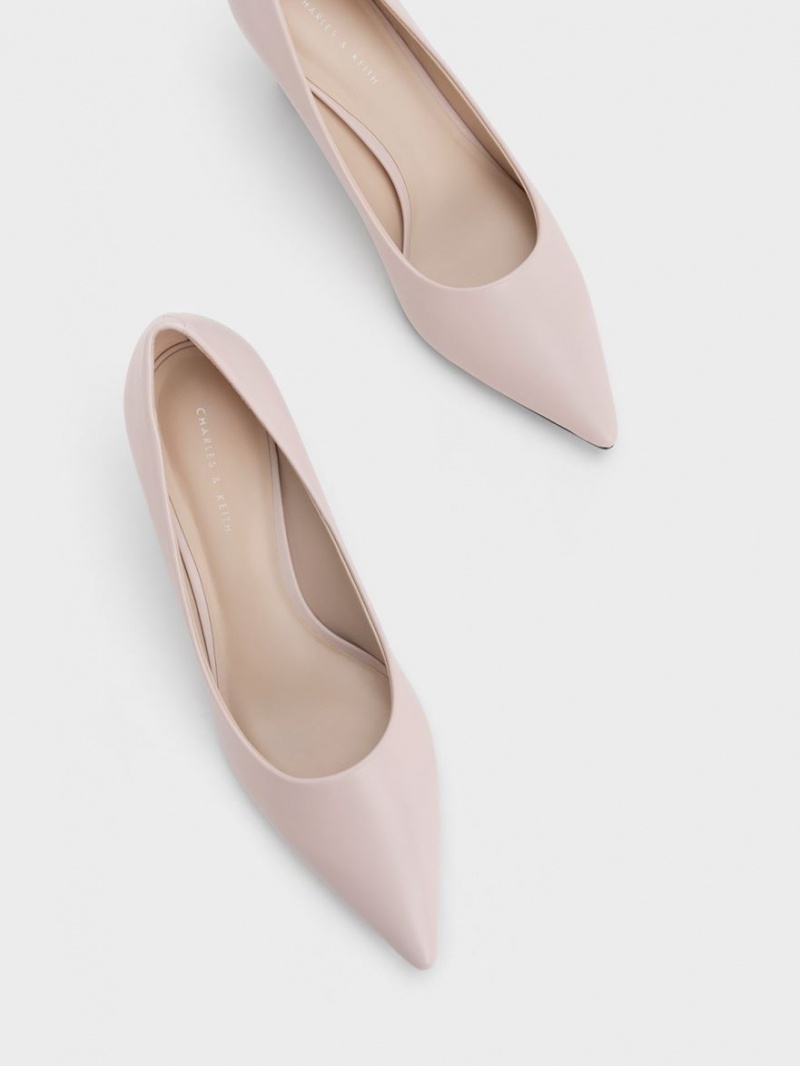 Pumps Charles & Keith Pointed-Bombeu Flare Heel Roz | 768HGQZVK