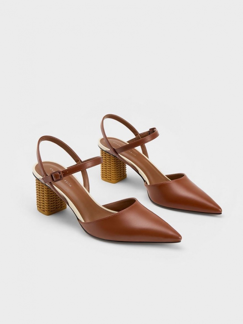 Pumps Charles & Keith Rattan Block Heel Maro | 027SVKFGN