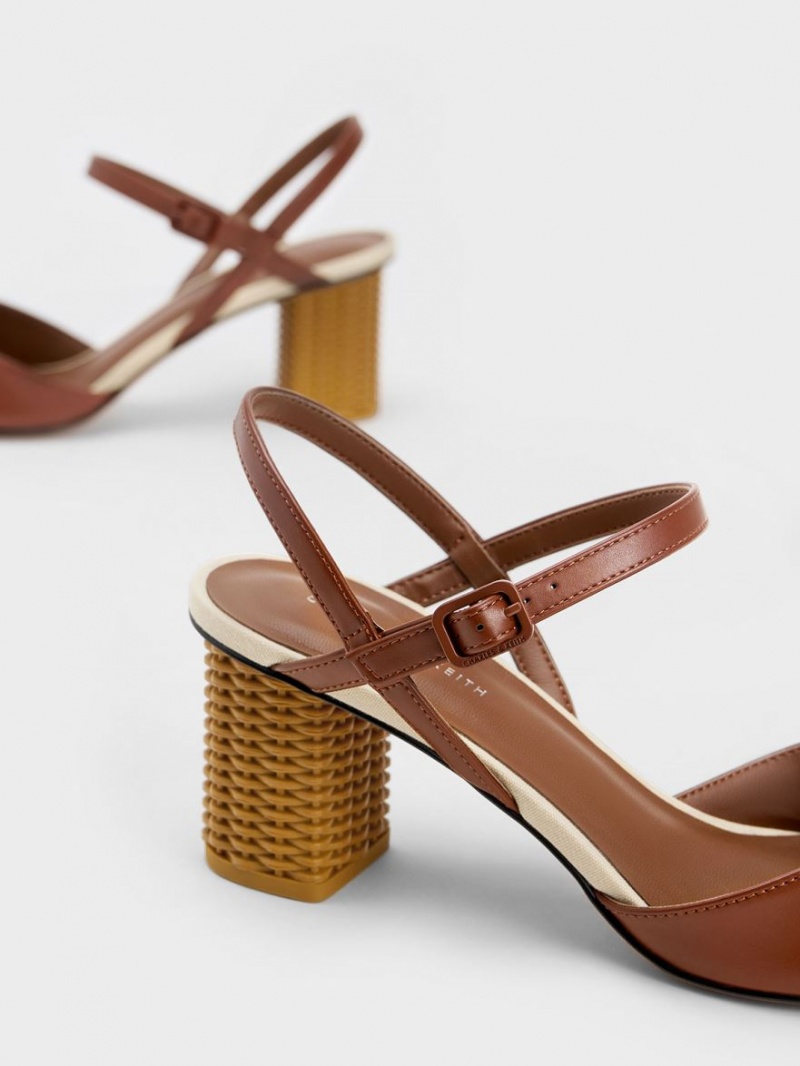 Pumps Charles & Keith Rattan Block Heel Maro | 027SVKFGN