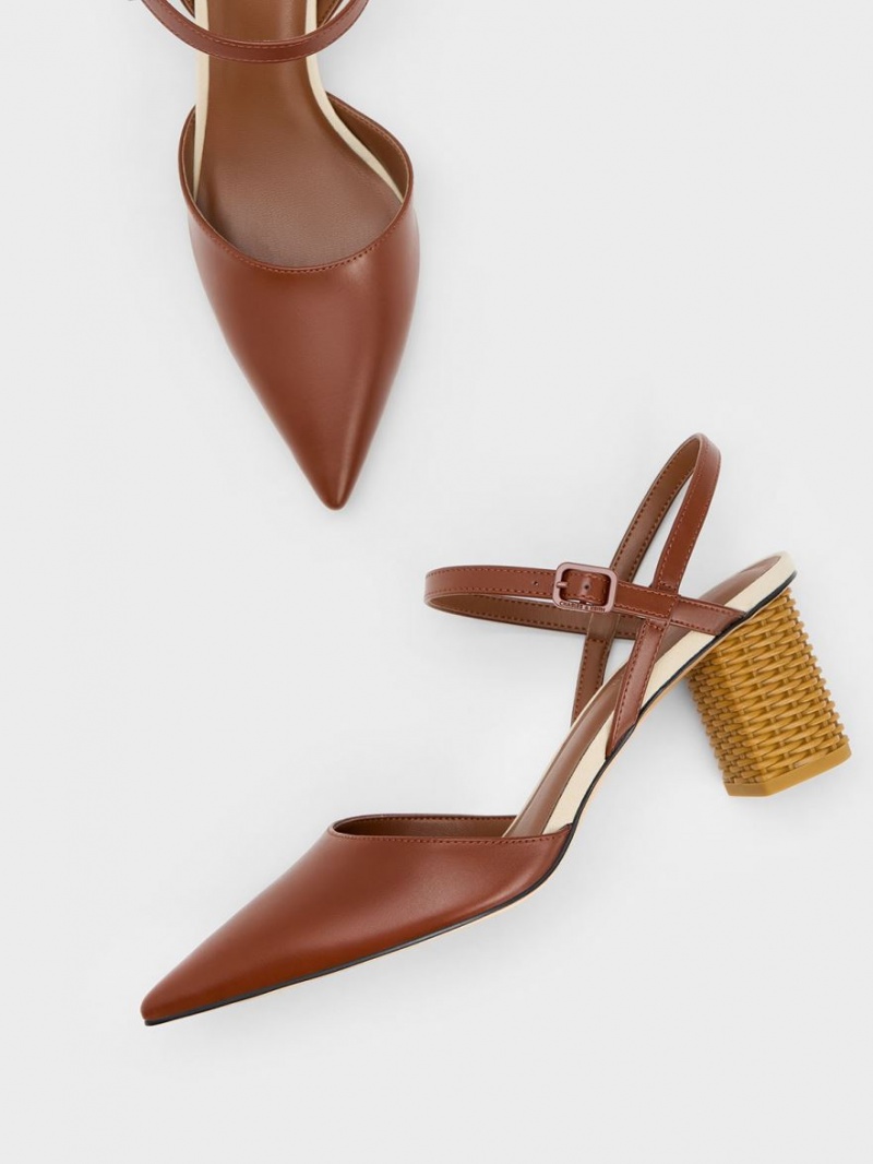 Pumps Charles & Keith Rattan Block Heel Maro | 027SVKFGN