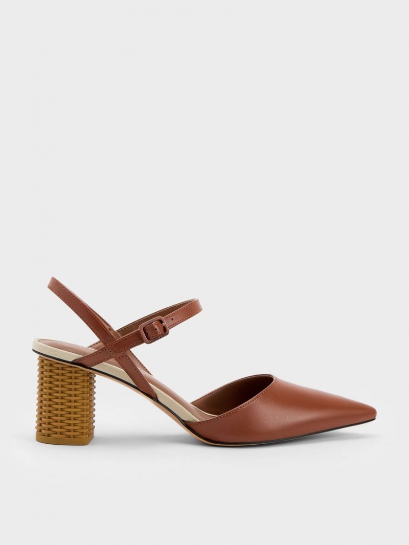 Pumps Charles & Keith Rattan Block Heel Maro | 027SVKFGN