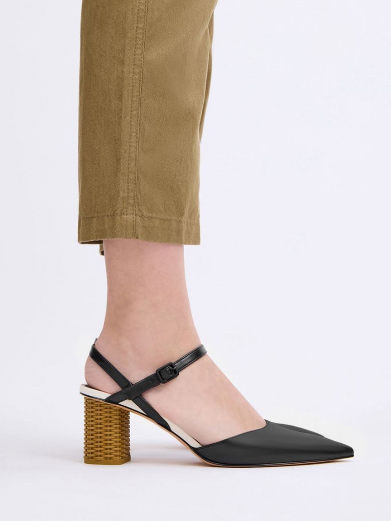 Pumps Charles & Keith Rattan Block Heel Negrii | 328LMYRJI