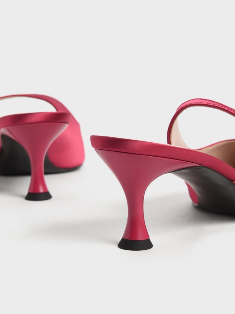 Pumps Charles & Keith Recycled Polyester Gem-Curea Slingback Rosii | 468GMPHWJ