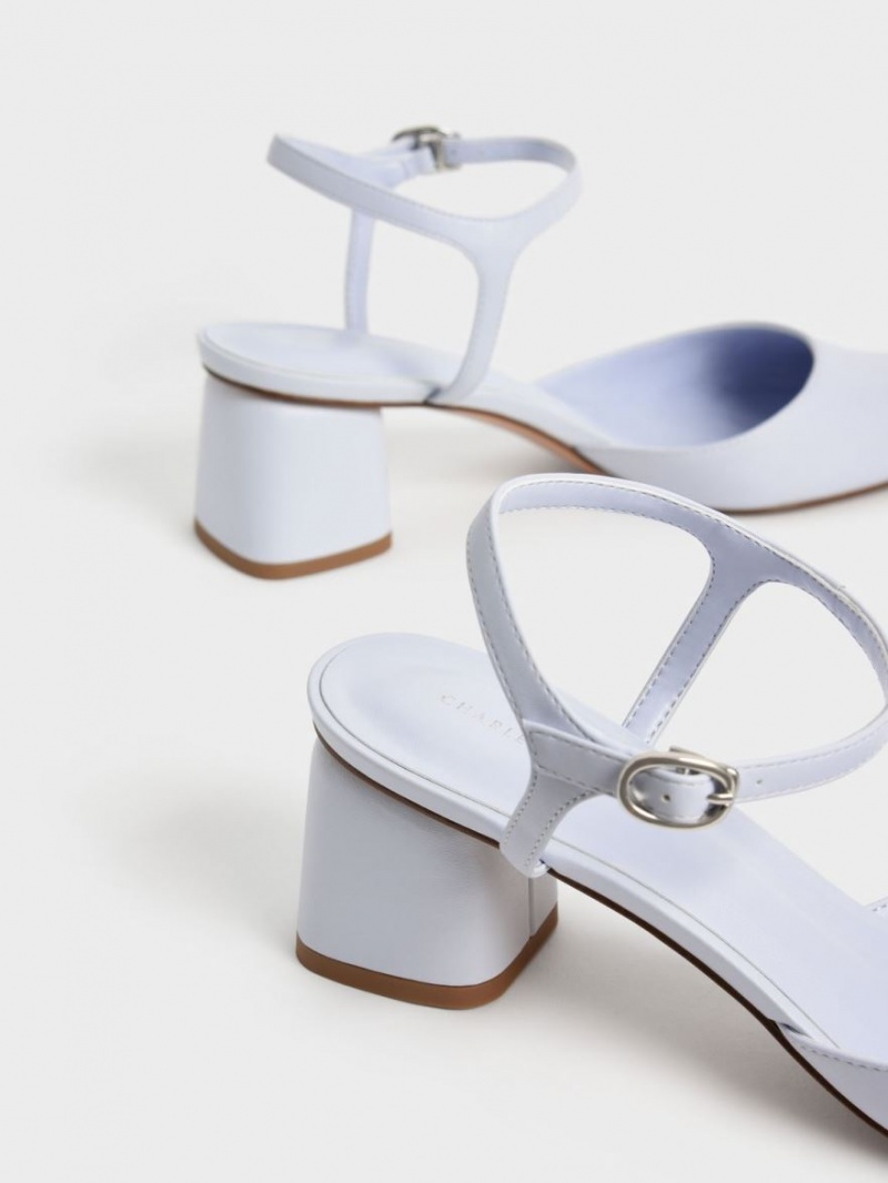 Pumps Charles & Keith Round Bombeu Ankle-Curea Albastri Deschis | 641JRKUYF