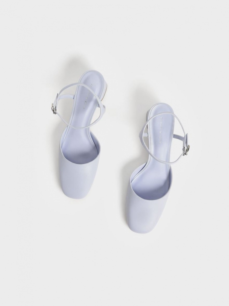 Pumps Charles & Keith Round Bombeu Ankle-Curea Albastri Deschis | 641JRKUYF