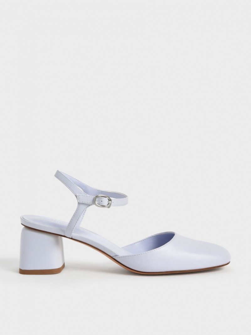 Pumps Charles & Keith Round Bombeu Ankle-Curea Albastri Deschis | 641JRKUYF