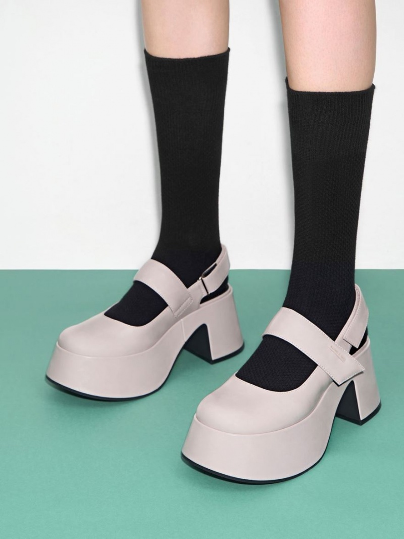 Pumps Charles & Keith Rubina Slingback Mary Jane Gri Deschis | 268VXHOAY
