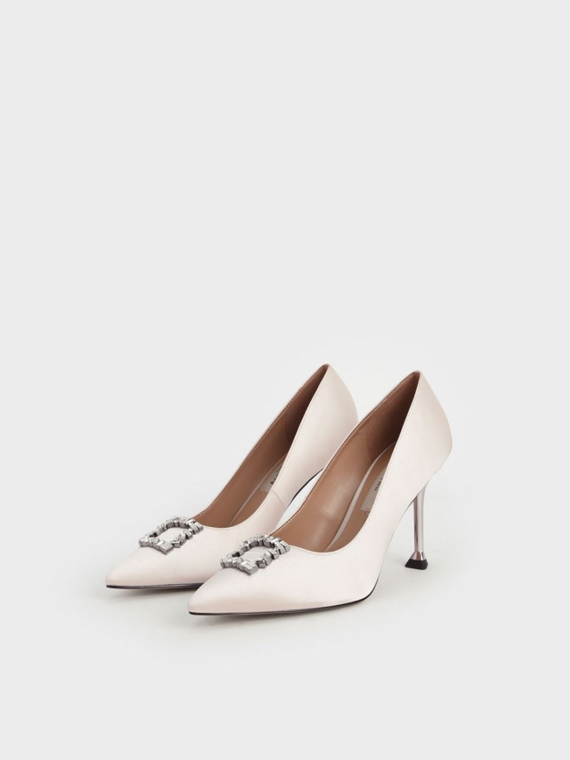 Pumps Charles & Keith Satin Gem-Embellished Albi | 695HBFKVU