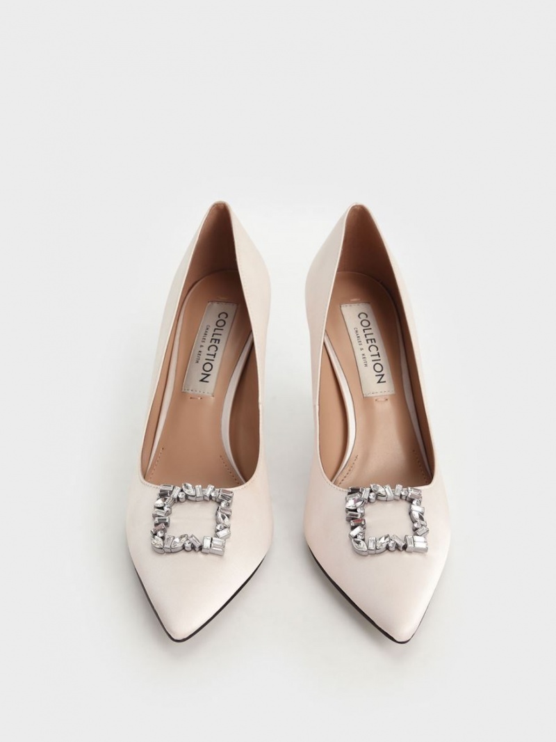 Pumps Charles & Keith Satin Gem-Embellished Albi | 695HBFKVU