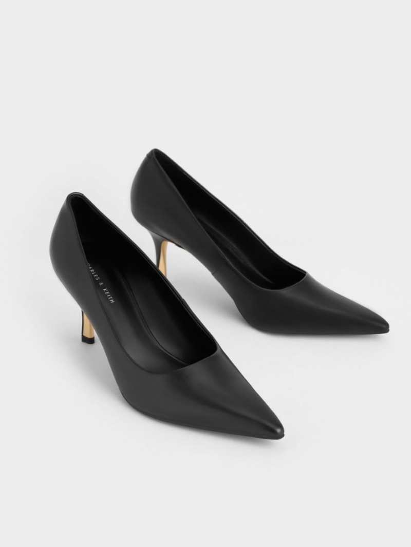 Pumps Charles & Keith Sculptural Heel Pointed-Bombeu Negrii | 580IDLMZO