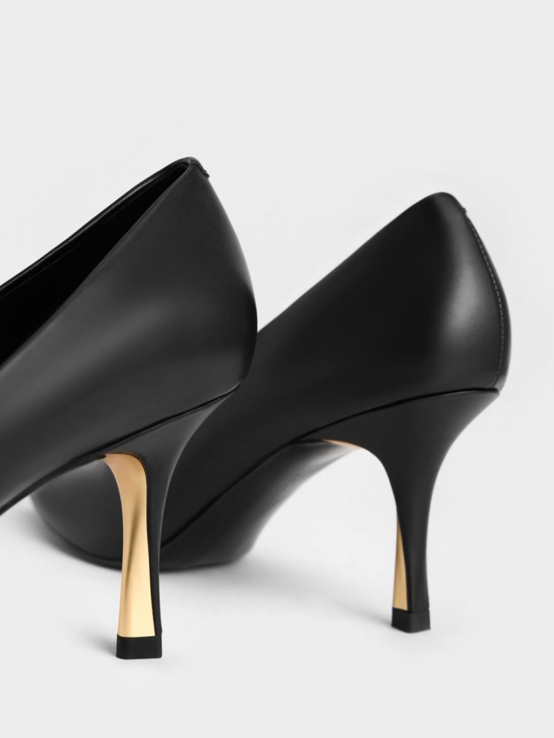 Pumps Charles & Keith Sculptural Heel Pointed-Bombeu Negrii | 580IDLMZO