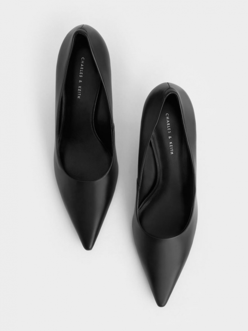 Pumps Charles & Keith Sculptural Heel Pointed-Bombeu Negrii | 580IDLMZO