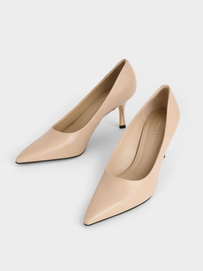 Pumps Charles & Keith Sculptural Heel Pointed-Bombeu Bej | 035NMZGLR