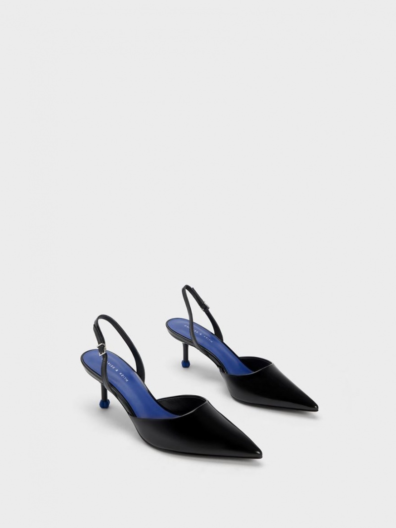Pumps Charles & Keith Sculptural Heel Slingback Negrii | 397ISJTXP