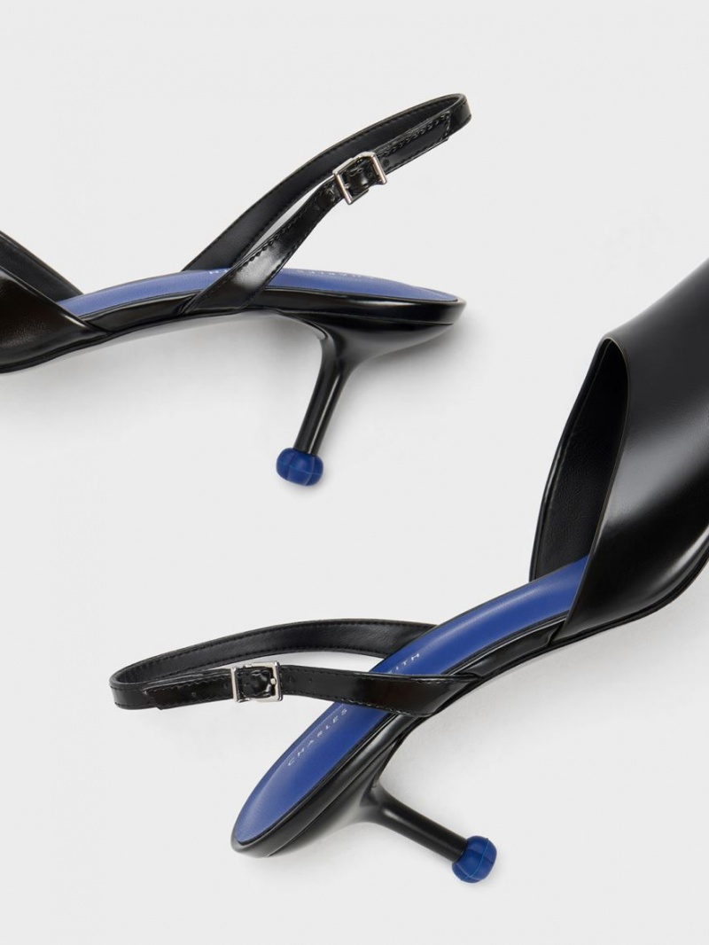 Pumps Charles & Keith Sculptural Heel Slingback Negrii | 397ISJTXP