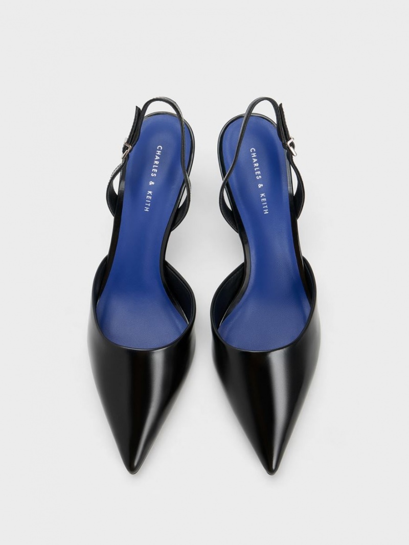Pumps Charles & Keith Sculptural Heel Slingback Negrii | 397ISJTXP