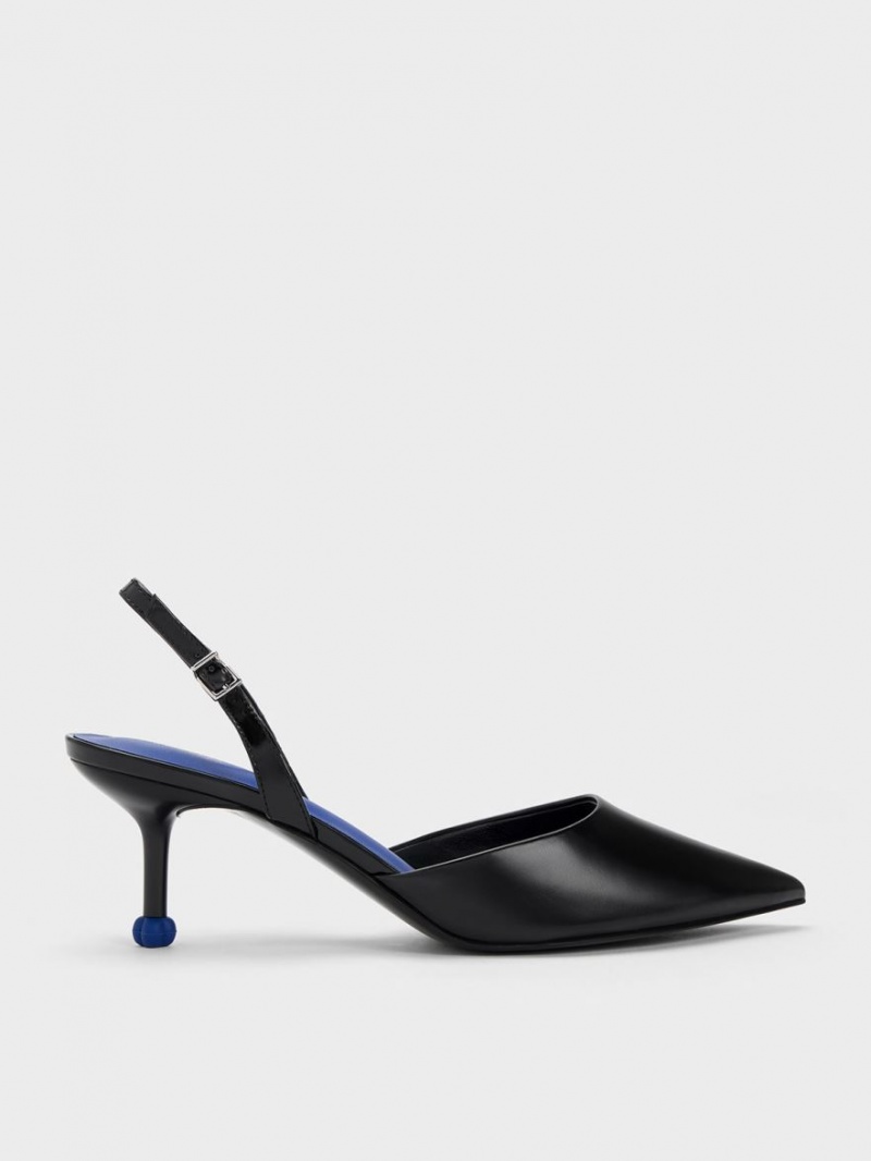 Pumps Charles & Keith Sculptural Heel Slingback Negrii | 397ISJTXP