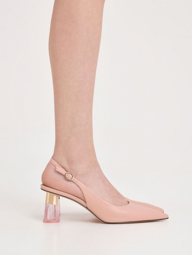 Pumps Charles & Keith See-Through Trapeze Heel Slingback Roz | 925VJIFTQ