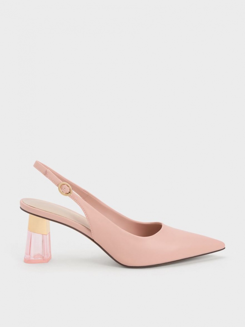 Pumps Charles & Keith See-Through Trapeze Heel Slingback Roz | 925VJIFTQ