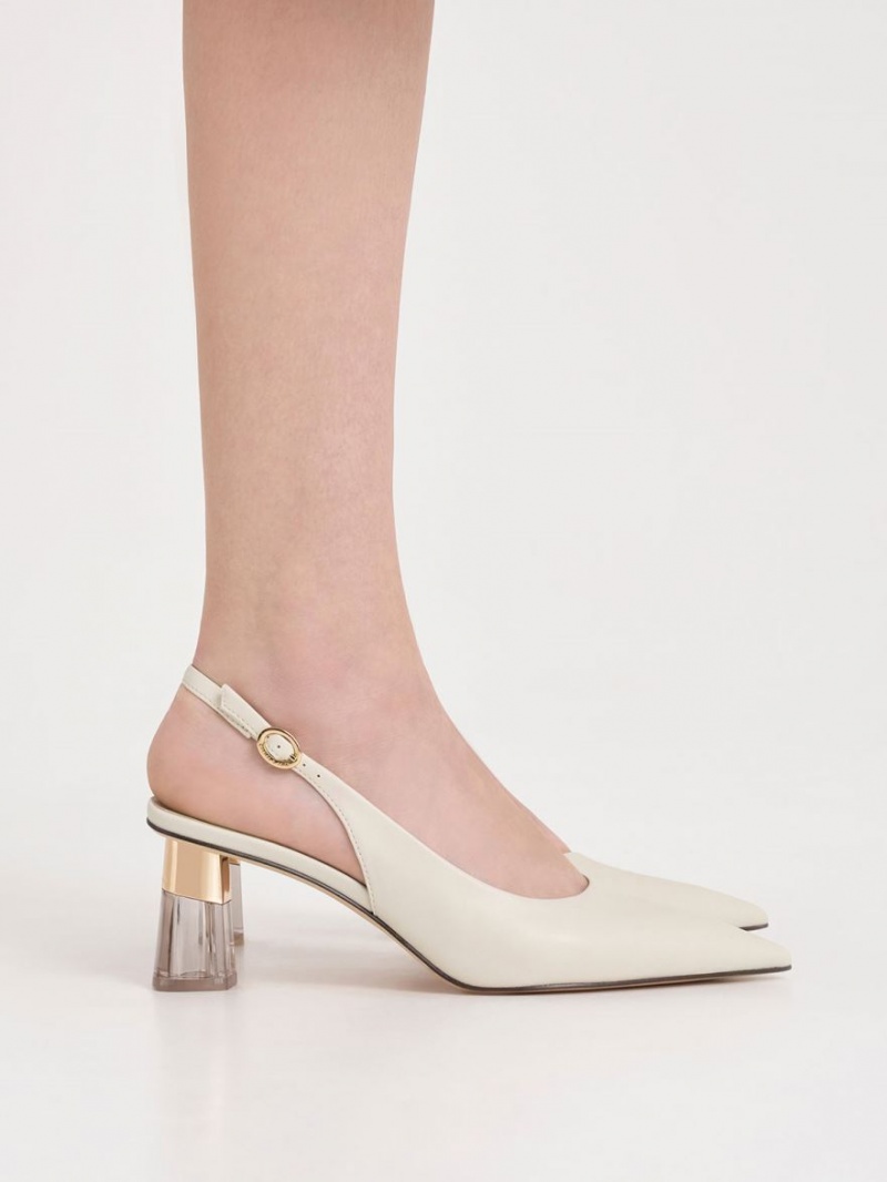 Pumps Charles & Keith See-Through Trapeze Heel Slingback Albi | 890OKSQUY