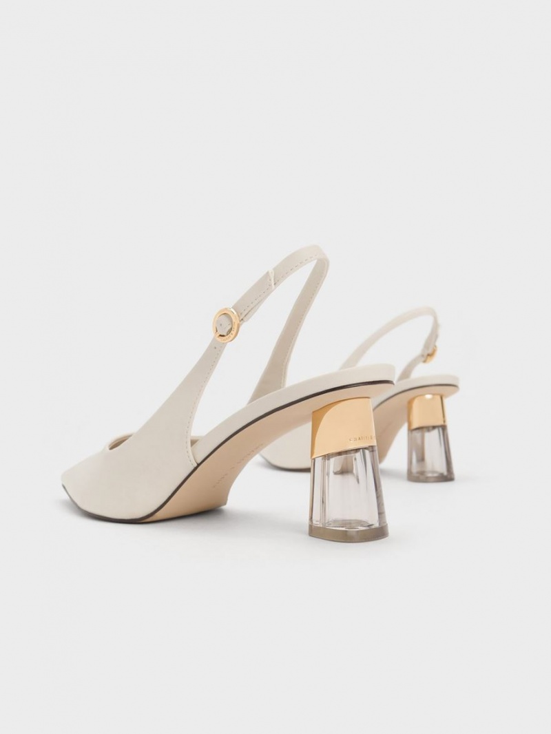 Pumps Charles & Keith See-Through Trapeze Heel Slingback Albi | 890OKSQUY
