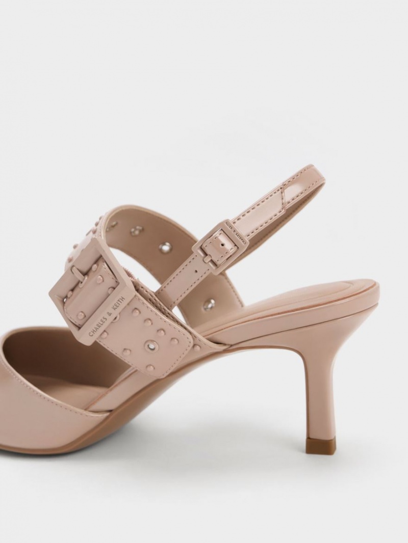 Pumps Charles & Keith Sepphe Grommet Lacuita Slingback Bej | 170VGOSXE