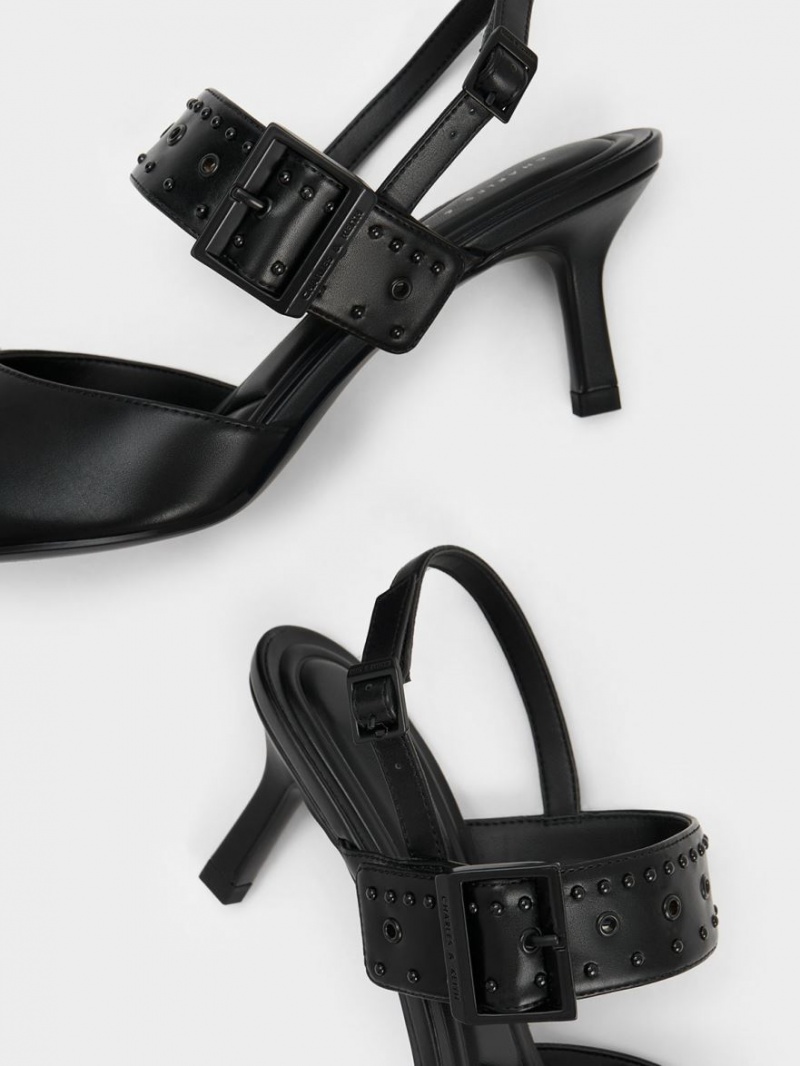 Pumps Charles & Keith Sepphe Grommet Slingback Negrii | 437NPEWFM
