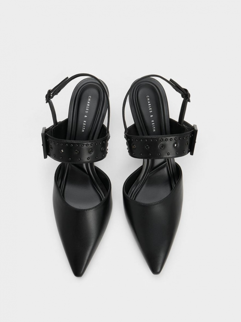 Pumps Charles & Keith Sepphe Grommet Slingback Negrii | 437NPEWFM