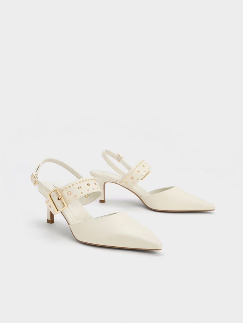 Pumps Charles & Keith Sepphe Grommet Slingback Albi | 140EQPVUB