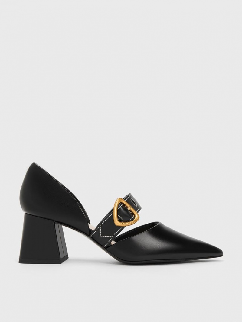 Pumps Charles & Keith Sepphe Metallic Cu Catarama D\'Orsay Negrii | 348AVNWIM