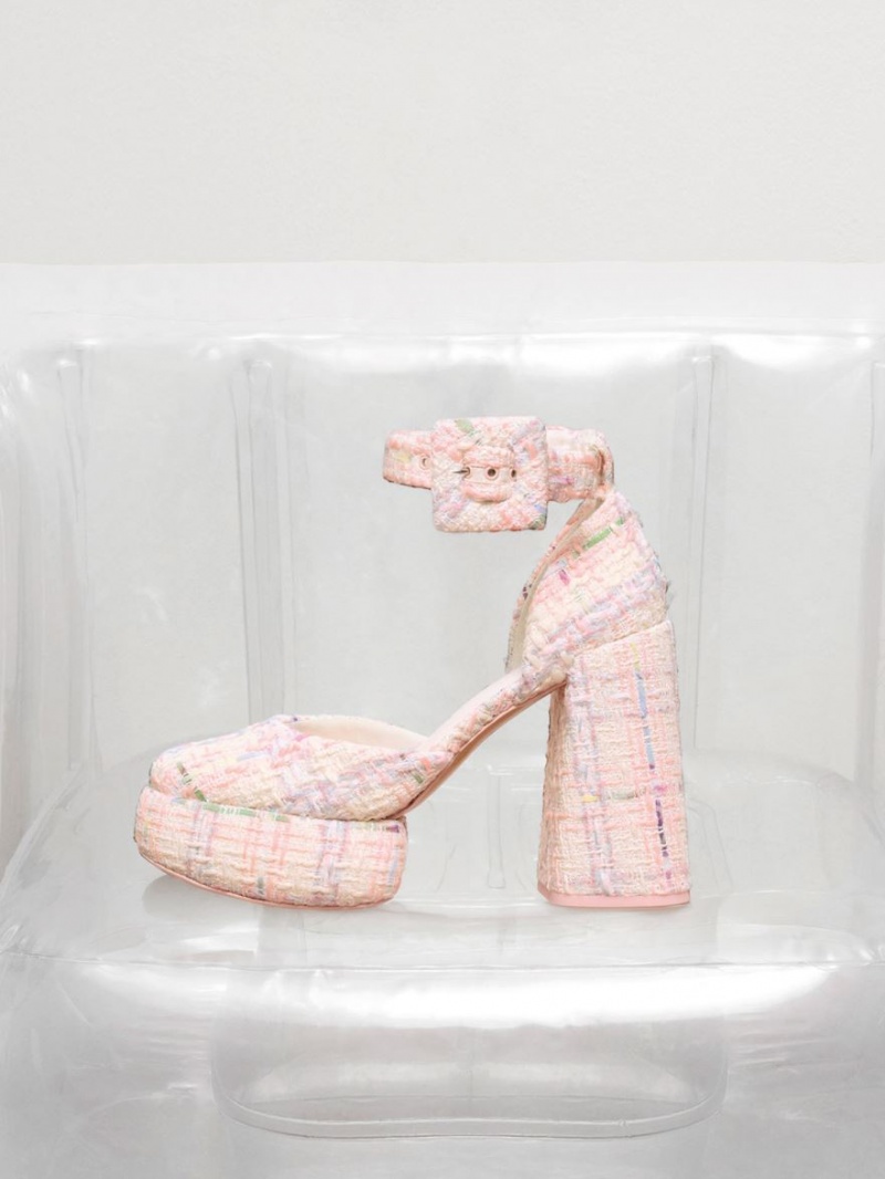 Pumps Charles & Keith Sinead Tweed Buckled D'Orsay Platforma Colorati | 712QEKHJP