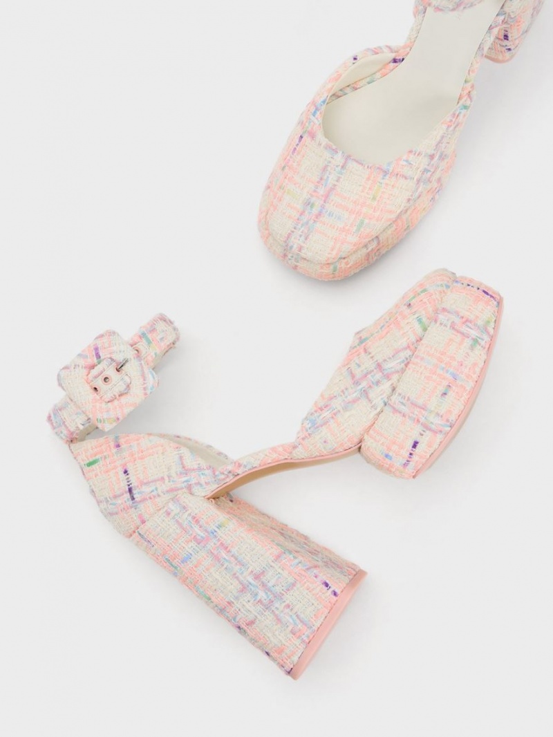 Pumps Charles & Keith Sinead Tweed Buckled D'Orsay Platforma Colorati | 712QEKHJP