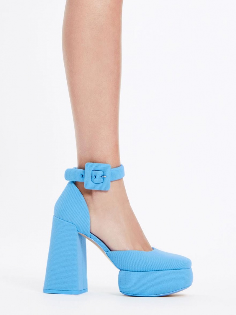 Pumps Charles & Keith Sinead Woven Buckled D'Orsay Platforma Albastri | 683ZPMAFY