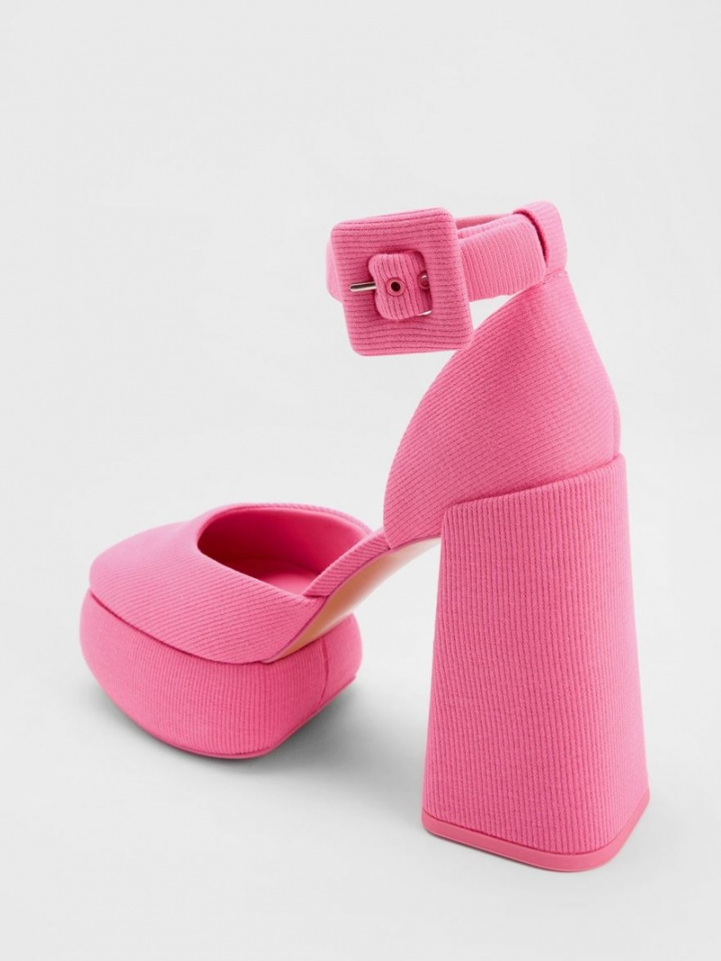 Pumps Charles & Keith Sinead Woven Buckled D'Orsay Platforma Roz | 429BWHZXG
