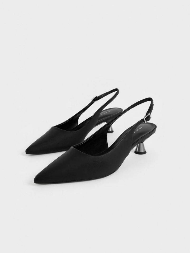 Pumps Charles & Keith Spool Heel Slingback Negrii | 905MOCHPS