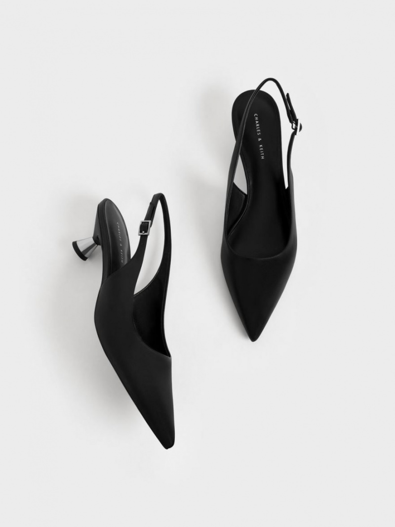Pumps Charles & Keith Spool Heel Slingback Negrii | 905MOCHPS