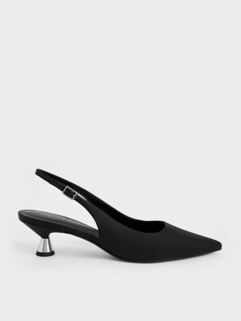 Pumps Charles & Keith Spool Heel Slingback Negrii | 905MOCHPS