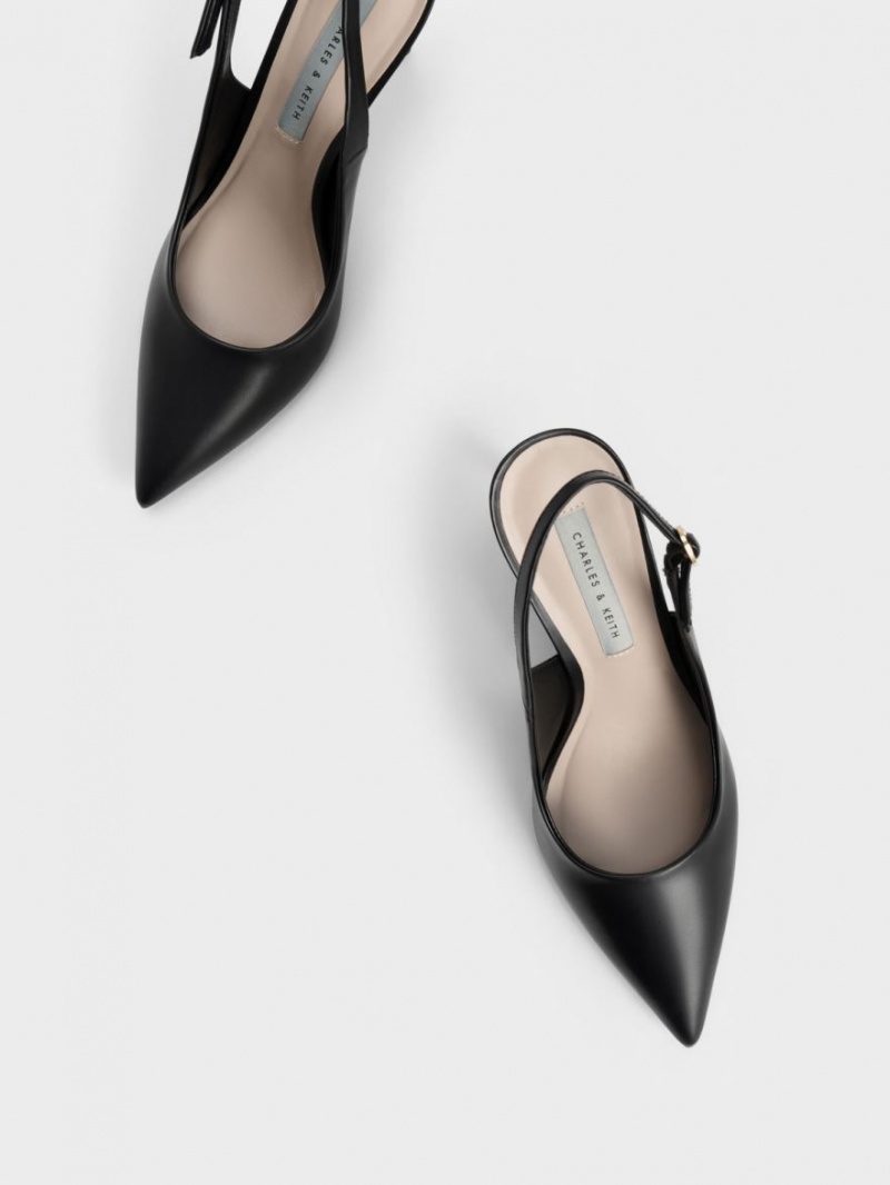 Pumps Charles & Keith Stiletto Heel Slingback Negrii | 287OHSMRQ