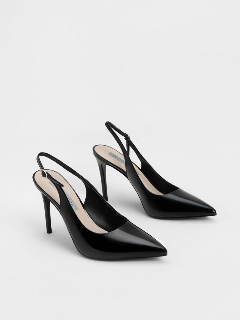 Pumps Charles & Keith Stiletto Heel Slingback Negrii | 531OACUFX
