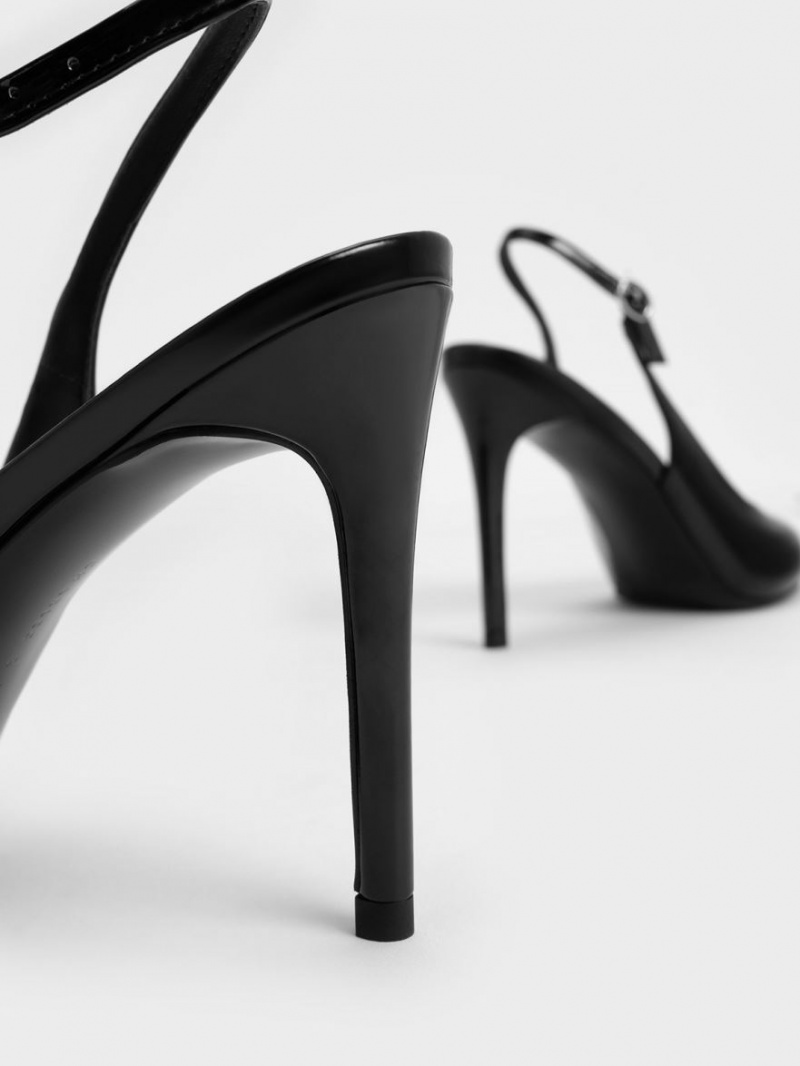 Pumps Charles & Keith Stiletto Heel Slingback Negrii | 531OACUFX