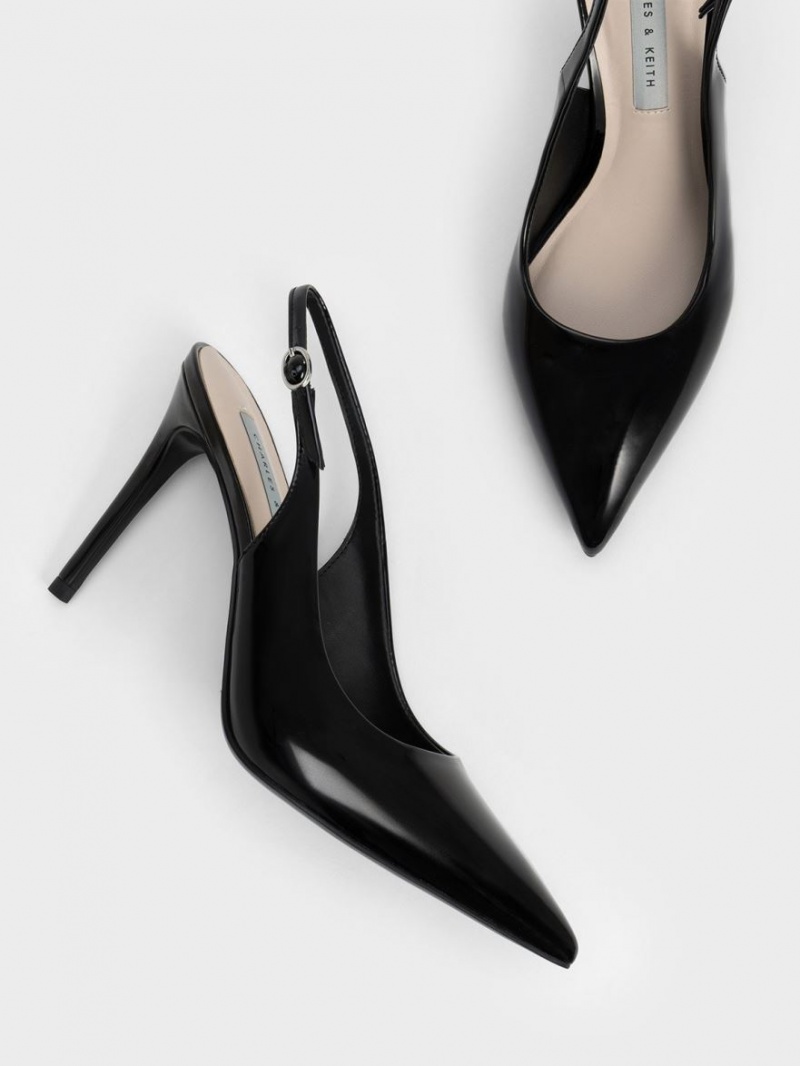 Pumps Charles & Keith Stiletto Heel Slingback Negrii | 531OACUFX