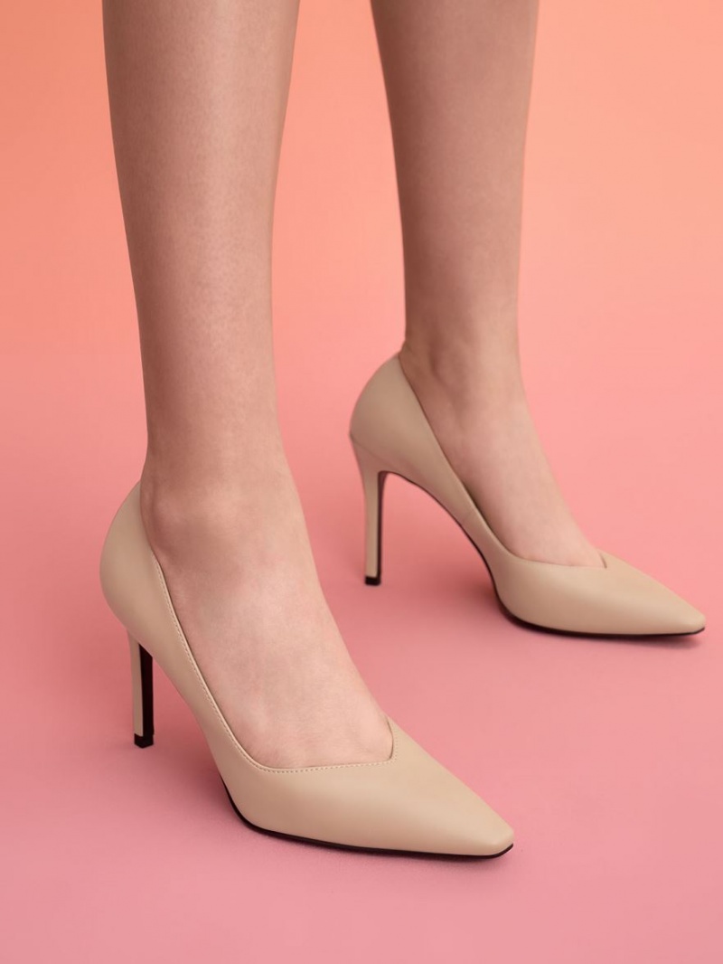Pumps Charles & Keith Tapered Square-Bombeu Bej | 972OXUBFY