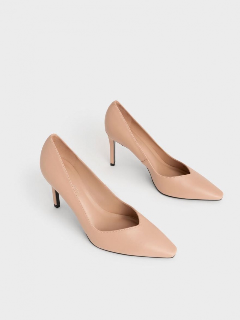 Pumps Charles & Keith Tapered Square-Bombeu Bej | 972OXUBFY